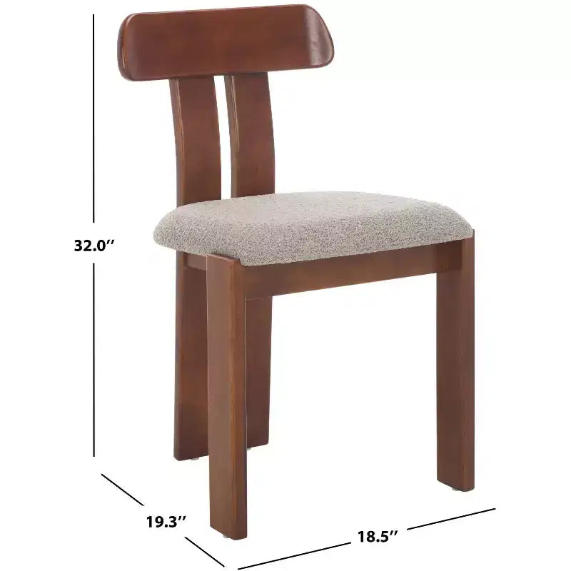 Boucle Upholstered Dining Chair with Wood Frame