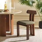 Boucle Upholstered Dining Chair with Wood Frame