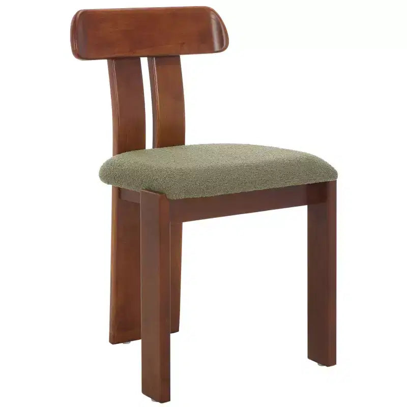 Boucle Upholstered Dining Chair with Wood Frame