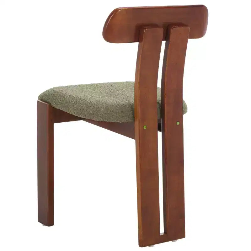 Boucle Upholstered Dining Chair with Wood Frame