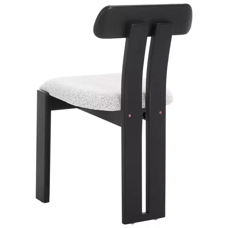 Boucle Upholstered Dining Chair with Wood Frame