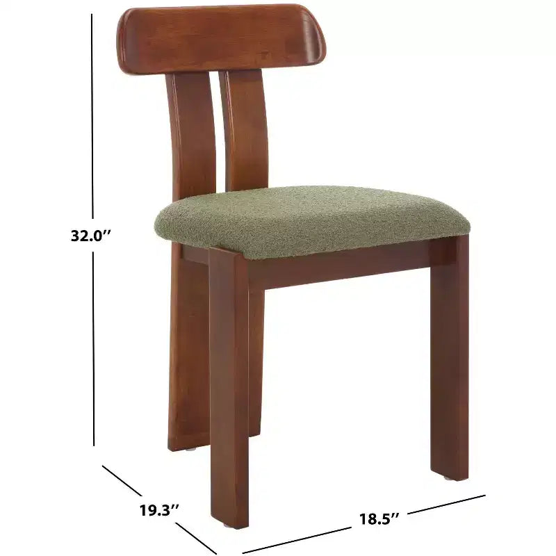 Boucle Upholstered Dining Chair with Wood Frame