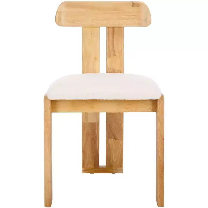 Boucle Upholstered Dining Chair with Wood Frame