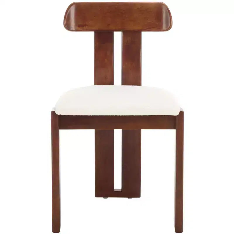 Boucle Upholstered Dining Chair with Wood Frame