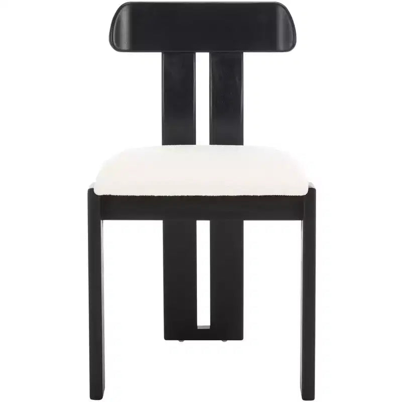 Boucle Upholstered Dining Chair with Wood Frame