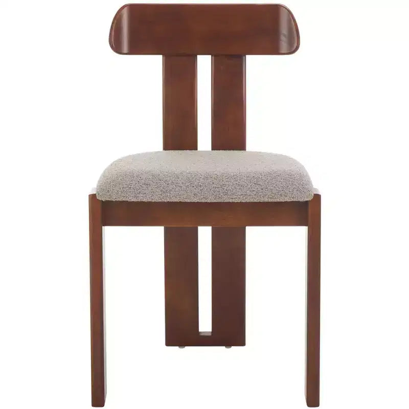 Boucle Upholstered Dining Chair with Wood Frame