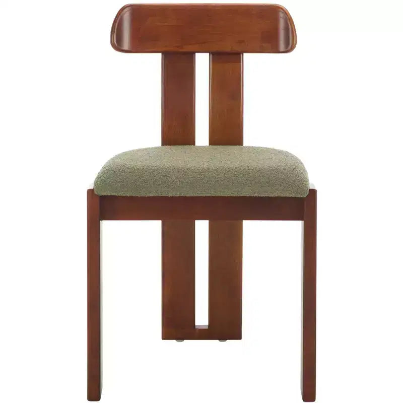 Boucle Upholstered Dining Chair with Wood Frame