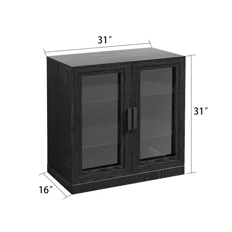 Wood Accent Cabinet with Glass Doors and Adjustable Shelves