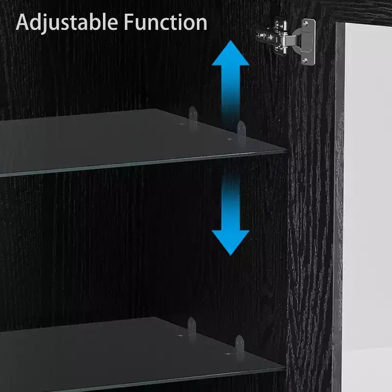 Wood Accent Cabinet with Glass Doors and Adjustable Shelves