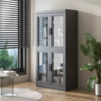 Wood Accent Cabinet with Glass Doors and Adjustable Shelves