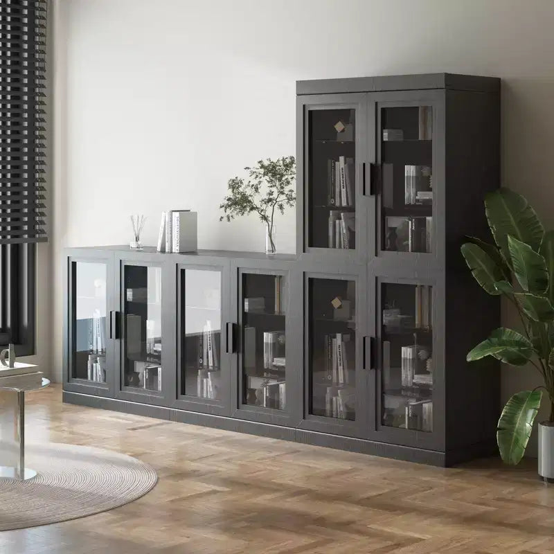 Wood Accent Cabinet with Glass Doors and Adjustable Shelves