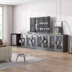 Wood Accent Cabinet with Glass Doors and Adjustable Shelves