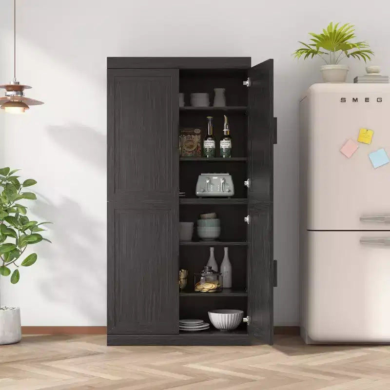 Wood Accent Storage Cabinet with Adjustable Shelves