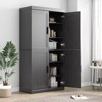Wood Accent Storage Cabinet with Adjustable Shelves