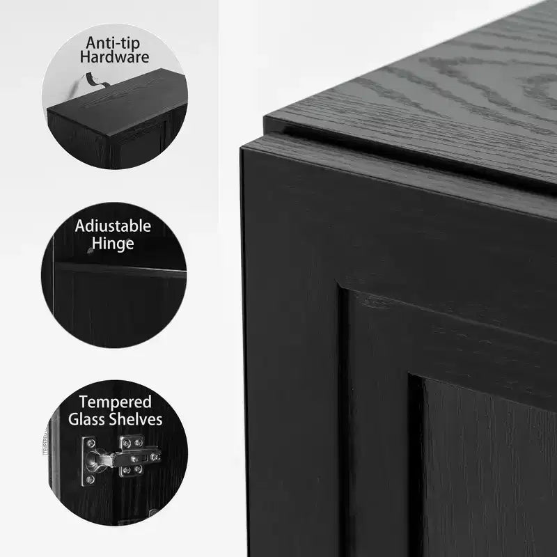 Wood Accent Storage Cabinet with Adjustable Shelves
