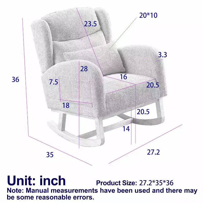Modern Accent Rocking Chair with High Backrest and Side Pockets
