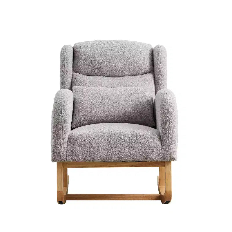 Modern Accent Rocking Chair with High Backrest and Side Pockets