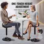 Height-Adjustable Active Chair with Handle – Wobble Seat with 8° Tilt, Elastic Fabric & 45mm Foam Cushion, Black