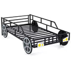 Twin Car-Shaped Metal Bed Frame with Safety Guardrails