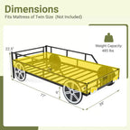 Twin Car-Shaped Metal Bed Frame with Safety Guardrails