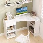 L-Shaped Computer Desk with Drawer & Storage Shelves for Home Office