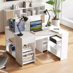 L-Shaped Computer Desk with Drawer & Storage Shelves for Home Office