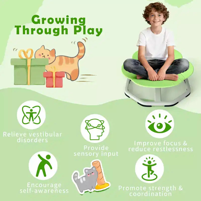 Kids Sensory Swivel Chair with Non-Slip Metal Base for Indoor and Outdoor Use