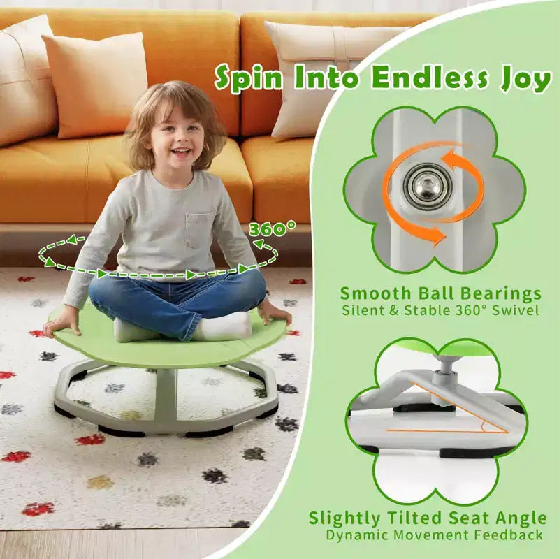 Kids Sensory Swivel Chair with Non-Slip Metal Base for Indoor and Outdoor Use