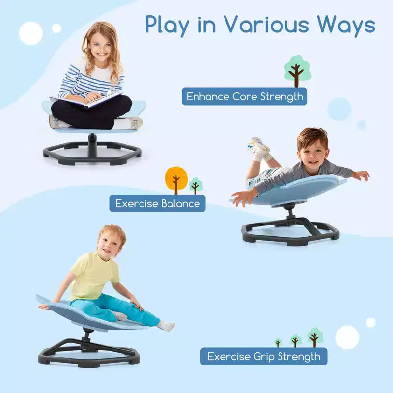 Kids Sensory Swivel Chair with Non-Slip Metal Base for Indoor and Outdoor Use