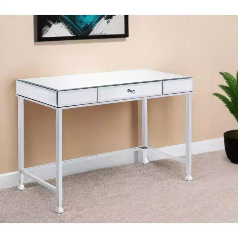 42" Clear and Silver Mirrored Writing Desk