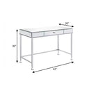 42" Clear and Silver Mirrored Writing Desk