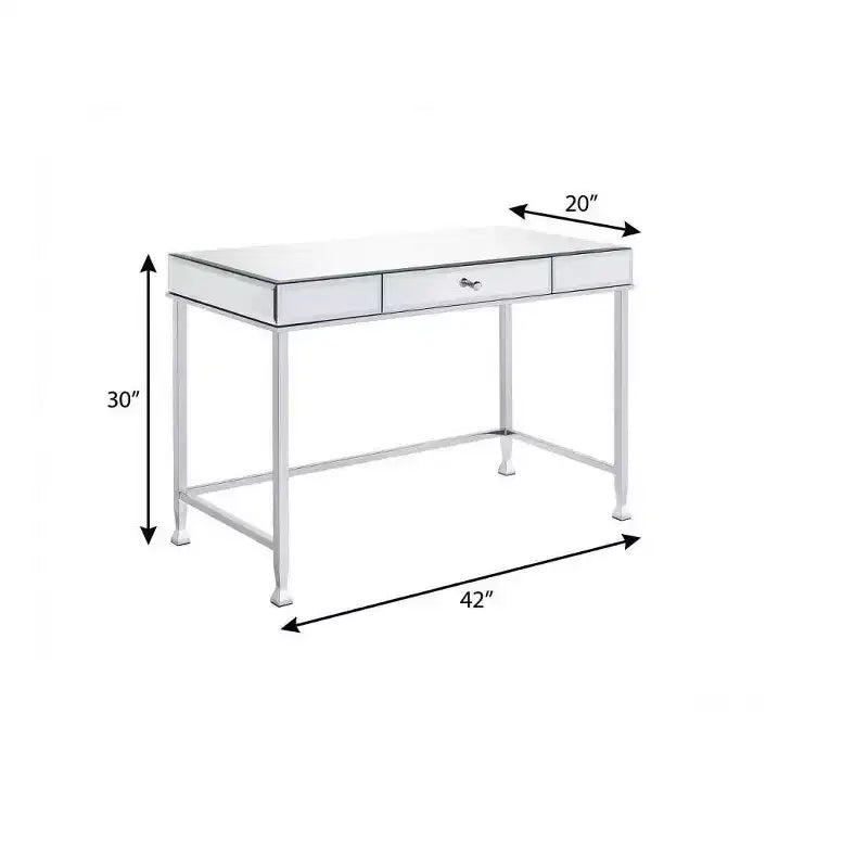 42" Clear and Silver Mirrored Writing Desk
