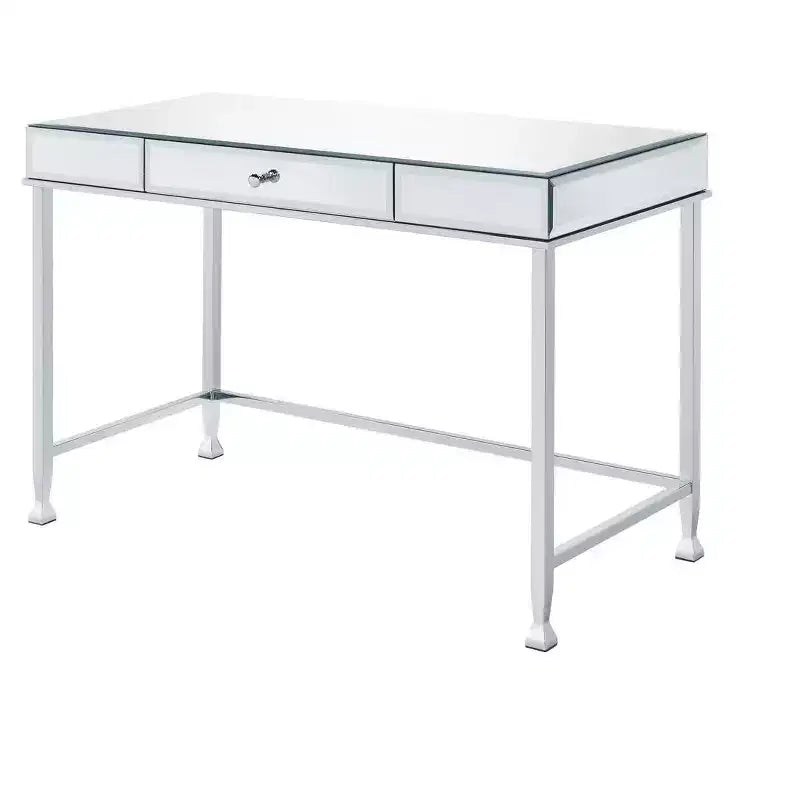 42" Clear and Silver Mirrored Writing Desk