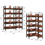 5-Tier L-Shaped Corner Bookshelf with Metal Frame
