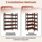 5-Tier L-Shaped Corner Bookshelf with Metal Frame