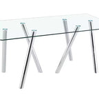 71-Inch Tempered Glass Dining Table with Metal Legs