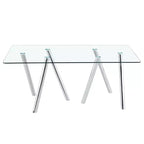 71-Inch Tempered Glass Dining Table with Metal Legs