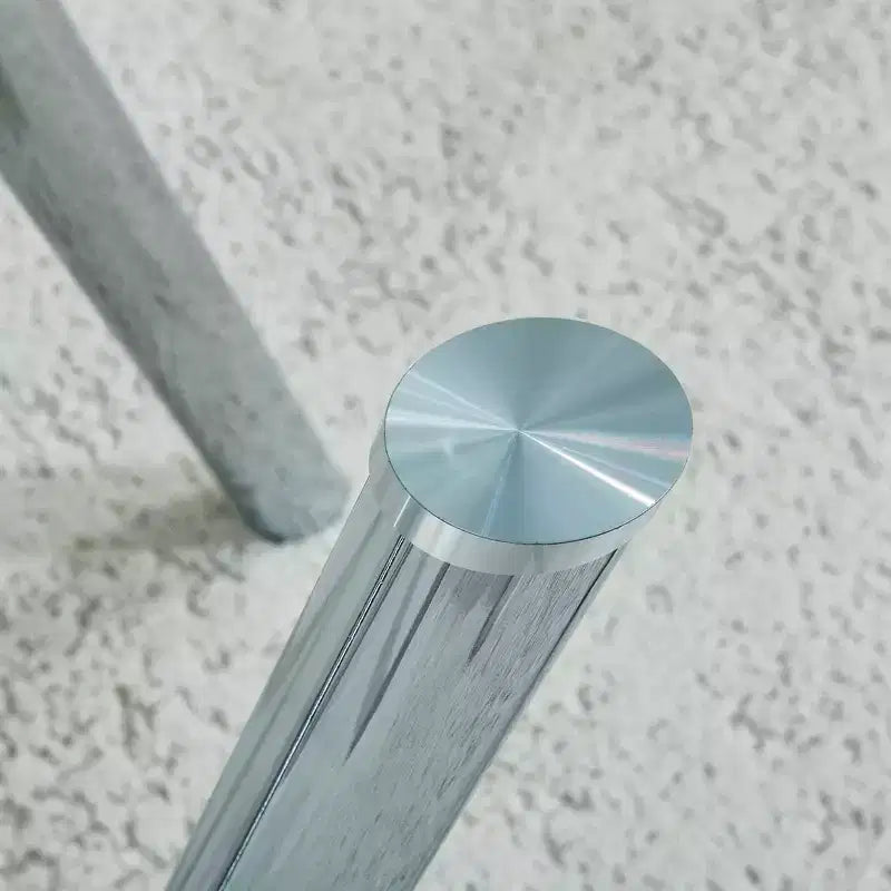 71-Inch Tempered Glass Dining Table with Metal Legs