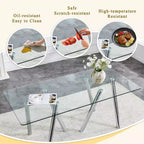71-Inch Tempered Glass Dining Table with Metal Legs