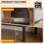 Rattan Buffet Cabinet with Doors and Shelves, Wood Sideboard for Dining Room and Kitchen