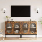 Rattan Buffet Cabinet with Doors and Shelves, Wood Sideboard for Dining Room and Kitchen