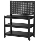 18" 3-Tier Metal Shelving Unit with Pegboard