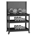 18" 3-Tier Metal Shelving Unit with Pegboard
