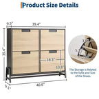 4-Door Flip Drawer Narrow Shoe Cabinet with Adjustable Shelves and Metal Legs
