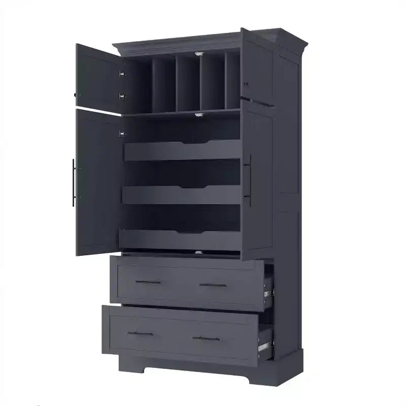 72-Inch Freestanding Kitchen Pantry Cabinet with Drawers, Pull-Out Trays, and Cake Pan Storage