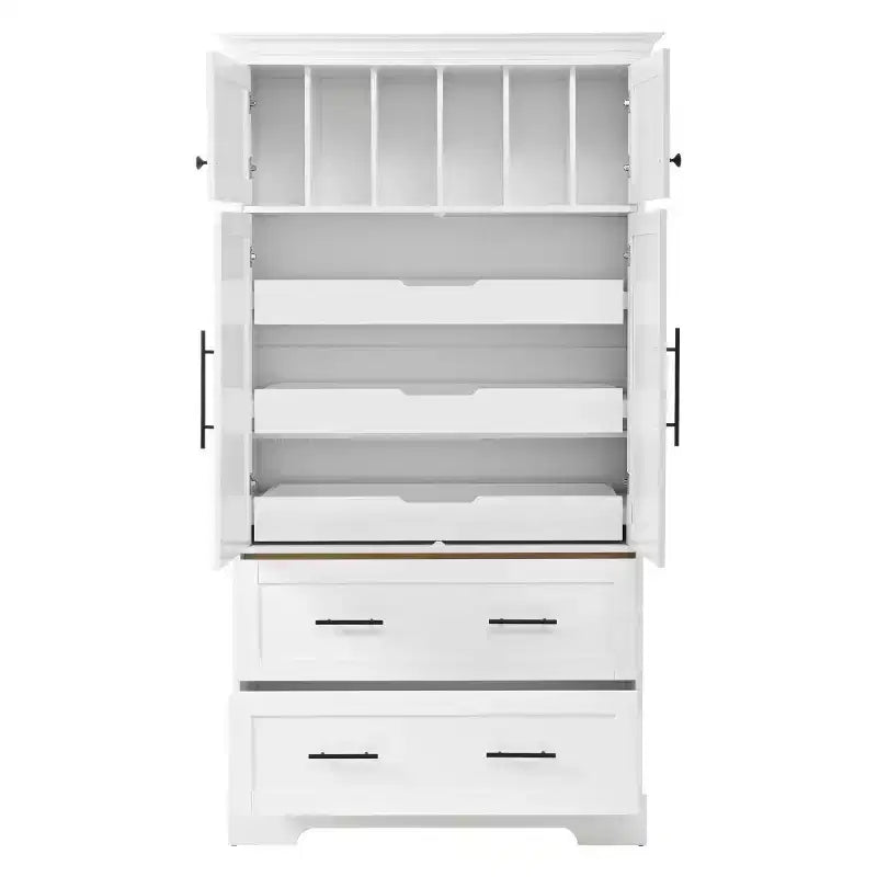 72-Inch Freestanding Kitchen Pantry Cabinet with Drawers, Pull-Out Trays, and Cake Pan Storage