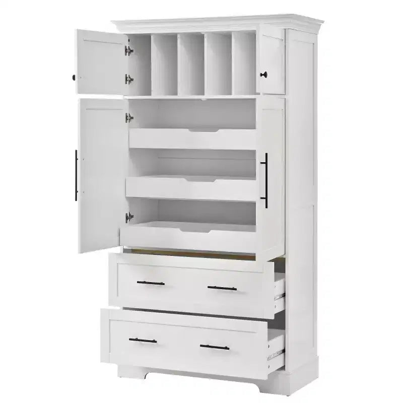72-Inch Freestanding Kitchen Pantry Cabinet with Drawers, Pull-Out Trays, and Cake Pan Storage