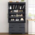 72-Inch Freestanding Kitchen Pantry Cabinet with Drawers, Pull-Out Trays, and Cake Pan Storage