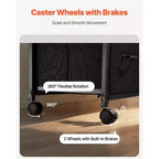 Mobile Metal File Cabinet with 3 Fabric Drawers, 2 Open Shelves, Fits Letter/A4/Legal, Locking Casters, Black