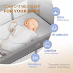 7-in-1 Bassinet & Bedside Crib Nursery Center with Changing Table, Gray